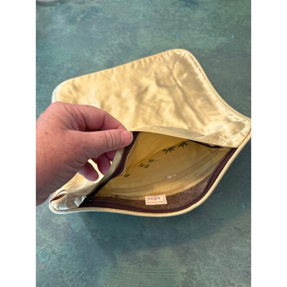 Toss pillow cover silky rayon satin hand embroidery golden square zips closed - Picture 5 of 10